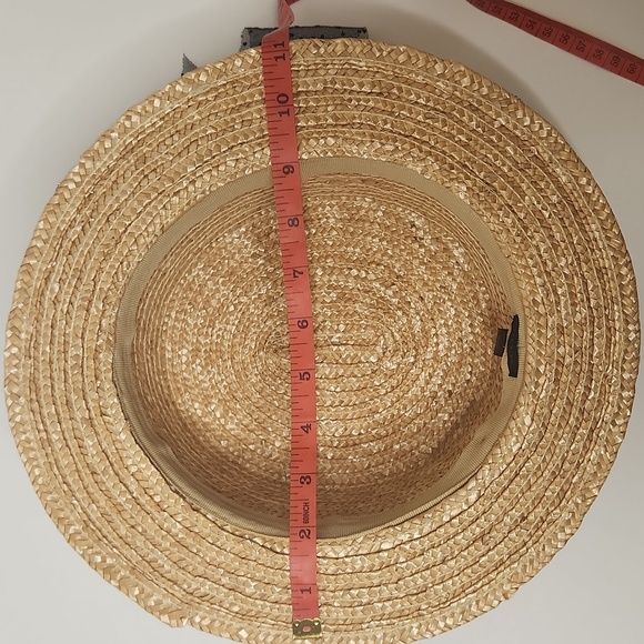 Tarnish Women's Brown Boater Straw Hat With Dotted Tulle Netting - Picture 7 of 11